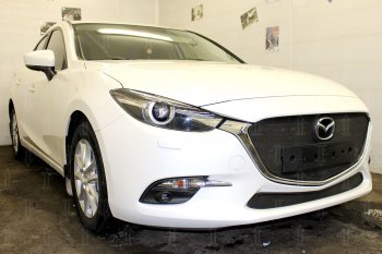 2 799 р. Защитная сетка в бампер (низ, ячейка 3х7 мм) Alfeco Стандарт Mazda 3/Axela BM рестайлинг седан (2016-2019) (Чёрная)  с доставкой в г. Санкт‑Петербург. Увеличить фотографию 3