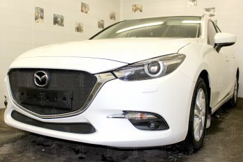 2 799 р. Защитная сетка в бампер (низ, ячейка 3х7 мм) Alfeco Стандарт Mazda 3/Axela BM рестайлинг седан (2016-2019) (Чёрная)  с доставкой в г. Санкт‑Петербург. Увеличить фотографию 4