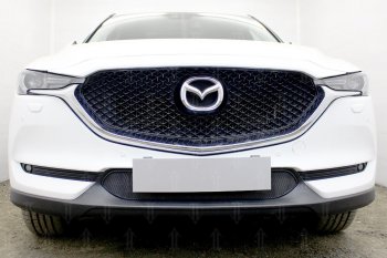 3 099 р. Защитная сетка в бампер (низ, ячейка 3х7 мм) Alfeco Стандарт  Mazda CX-5  KF (2016-2024) (Чёрная)  с доставкой в г. Санкт‑Петербург. Увеличить фотографию 1