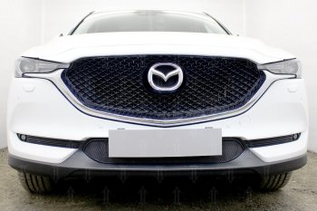 3 099 р. Защитная сетка в бампер (низ, ячейка 3х7 мм) Alfeco Стандарт Mazda CX-5 KF (2016-2024) (Чёрная)  с доставкой в г. Санкт‑Петербург. Увеличить фотографию 1