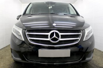 Защитная сетка в бампер (низ, ячейка 3х7 мм) Alfeco Стандарт Mercedes-Benz Vito W447 дорестайлинг (2015-2020) ()