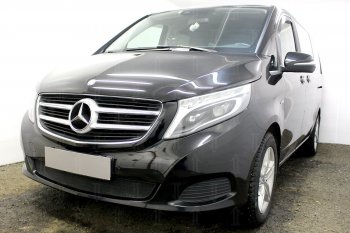 3 099 р. Защитная сетка в бампер (низ, ячейка 3х7 мм) Alfeco Стандарт Mercedes-Benz Vito W447 дорестайлинг (2015-2020) (Чёрная)  с доставкой в г. Санкт‑Петербург. Увеличить фотографию 2