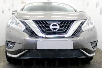 3 499 р. Защитная сетка в бампер (низ, ячейка 3х7 мм) Стрелка11 Стандарт  Nissan Murano  3 Z52 (2015-2022) (Чёрная)  с доставкой в г. Санкт‑Петербург. Увеличить фотографию 1