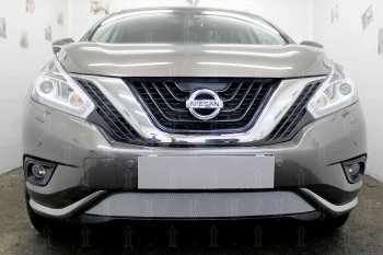 3 699 р. Защитная сетка в бампер (низ, ячейка 3х7 мм) Стрелка11 Стандарт  Nissan Murano  3 Z52 (2015-2022) (Хром)  с доставкой в г. Санкт‑Петербург. Увеличить фотографию 1