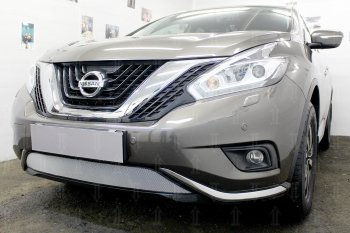 3 699 р. Защитная сетка в бампер (низ, ячейка 3х7 мм) Стрелка11 Стандарт  Nissan Murano  3 Z52 (2015-2022) (Хром)  с доставкой в г. Санкт‑Петербург. Увеличить фотографию 4