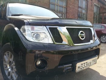 3 399 р. Защитная сетка в бампер (низ, ячейка 3х7 мм) Стрелка11 Стандарт  Nissan Navara  2 D40 - Pathfinder  R51 (Чёрная)  с доставкой в г. Санкт‑Петербург. Увеличить фотографию 3