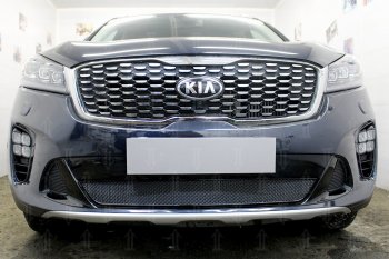 4 199 р. Защитная сетка в бампер (низ, ячейка 4х10 мм) Alfeco Премиум KIA Sorento UM/Prime рестайлинг (2018-2020) (Чёрная)  с доставкой в г. Санкт‑Петербург. Увеличить фотографию 1