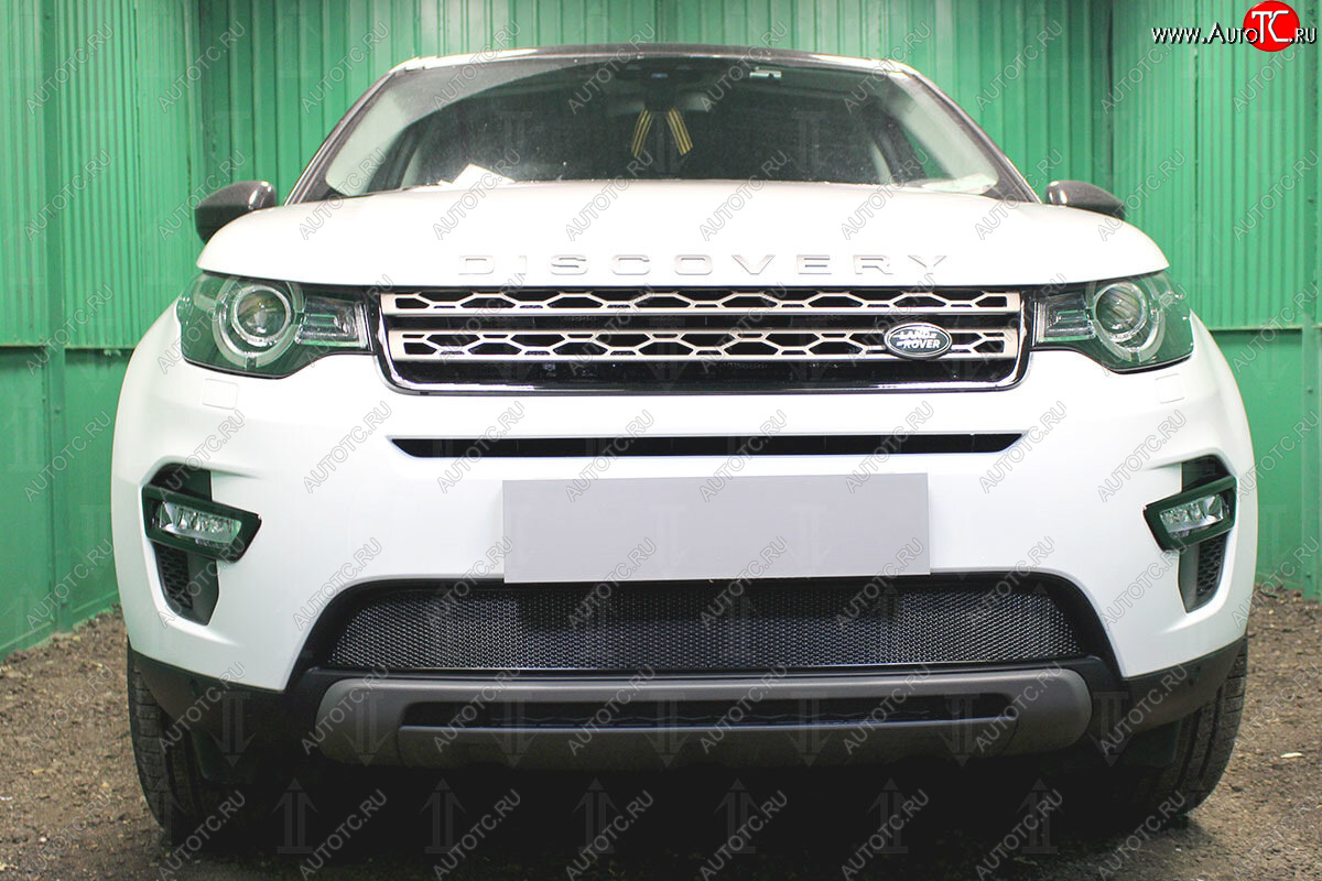 4 499 р. Защитная сетка в бампер (низ, ячейка 4х10 мм) Alfeco Премиум Land Rover Discovery Sport L550 дорестайлинг (2014-2019) (Чёрная)  с доставкой в г. Санкт‑Петербург