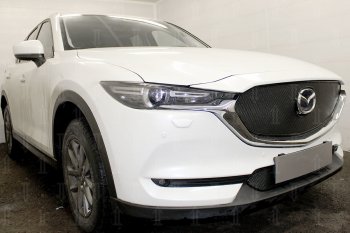 6 299 р. Защитная сетка в бампер (верх, ячейка 4х10 мм) Alfeco Премиум Mazda CX-5 KF (2016-2024) (Чёрная)  с доставкой в г. Санкт‑Петербург. Увеличить фотографию 4