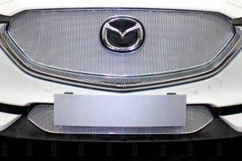 7 349 р. Защитная сетка в бампер (верх, ячейка 4х10 мм) Alfeco Премиум  Mazda CX-5  KF (2016-2024) (Хром)  с доставкой в г. Санкт‑Петербург. Увеличить фотографию 2
