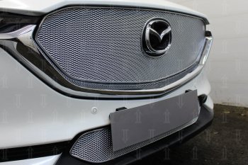 7 349 р. Защитная сетка в бампер (верх, ячейка 4х10 мм) Alfeco Премиум  Mazda CX-5  KF (2016-2024) (Хром)  с доставкой в г. Санкт‑Петербург. Увеличить фотографию 3