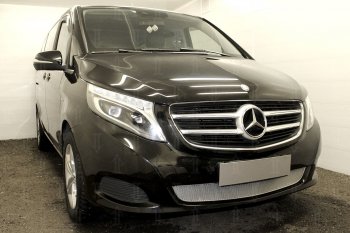 4 499 р. Защитная сетка в бампер (низ, ячейка 4х10 мм) Alfeco Премиум Mercedes-Benz Vito W447 дорестайлинг (2015-2020) (Хром)  с доставкой в г. Санкт‑Петербург. Увеличить фотографию 2