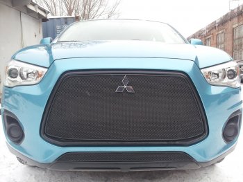 3 679 р. Защитная сетка в бампер (низ, ячейка 4х10 мм) Alfeco Премиум Mitsubishi ASX 1-ый рестайлинг (2013-2016) (Чёрная)  с доставкой в г. Санкт‑Петербург. Увеличить фотографию 3