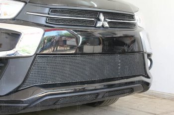 4 999 р. Защитная сетка в бампер (середина, ячейка 4х10 мм) Alfeco Премиум Mitsubishi ASX 2-ой рестайлинг (2017-2020) (Чёрная)  с доставкой в г. Санкт‑Петербург. Увеличить фотографию 3