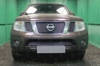 4 799 р. Защитная сетка в бампер (низ, ячейка 4х10 мм) Стрелка11 Премиум Nissan Pathfinder R51 рестайлинг (2009-2014) (Чёрная)  с доставкой в г. Санкт‑Петербург. Увеличить фотографию 1