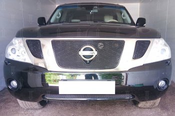 4 199 р. Защитная сетка в бампер (низ, ячейка 4х10 мм) Стрелка11 Премиум Nissan Patrol 6 Y62 дорестайлинг (2010-2014) (Чёрная)  с доставкой в г. Санкт‑Петербург. Увеличить фотографию 3