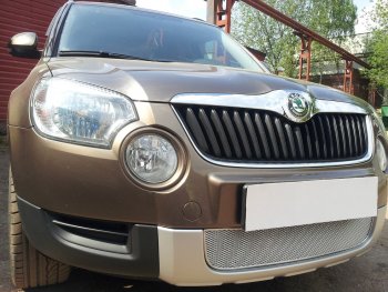 4 299 р. Защитная сетка в бампер (низ, ячейка 4х10 мм) Стрелка11 Премиум Skoda Yeti (2009-2013) (Хром)  с доставкой в г. Санкт‑Петербург. Увеличить фотографию 4