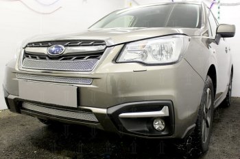 3 999 р. Защитная сетка в бампер (низ, ячейка 4х10 мм) Стрелка11 Премиум Subaru Forester SJ рестайлинг (2016-2019) (Хром)  с доставкой в г. Санкт‑Петербург. Увеличить фотографию 3