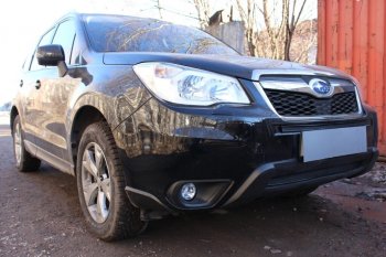 3 599 р. Защитная сетка в бампер (низ, ячейка 4х10 мм) Стрелка11 Премиум Subaru Forester SJ дорестайлинг (2012-2016) (Чёрная)  с доставкой в г. Санкт‑Петербург. Увеличить фотографию 2