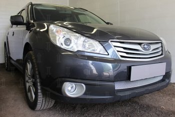 4 199 р. Защитная сетка в бампер (низ, ячейка 4х10 мм) Стрелка11 Премиум Subaru Outback BR/B14 дорестайлинг универсал (2009-2013) (Хром)  с доставкой в г. Санкт‑Петербург. Увеличить фотографию 4