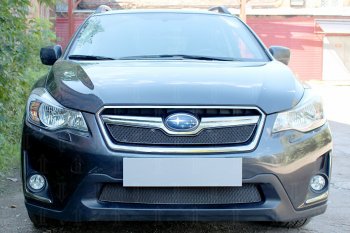 Защитная сетка в бампер (верх, ячейка 4х10 мм) Стрелка11 Премиум Subaru XV GP/G33 рестайлинг (2016-2017) ()