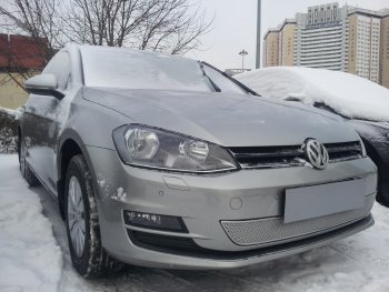 4 299 р. Защитная сетка в бампер (низ, ячейка 4х10 мм) Стрелка11 Премиум Volkswagen Golf 7 дорестайлинг, хэтчбэк 5 дв. (2012-2017) (Хром)  с доставкой в г. Санкт‑Петербург. Увеличить фотографию 3