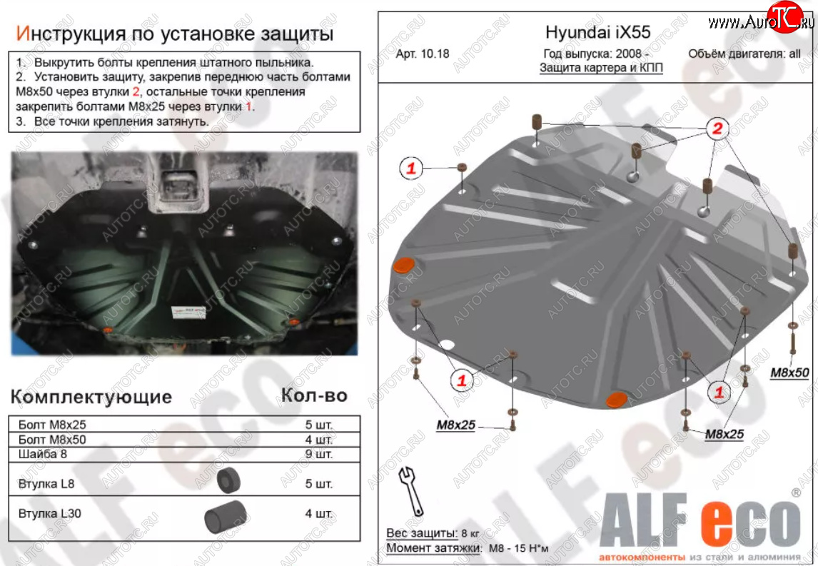 4 999 р. Защита картера двигателя и КПП (V-2,2 CRDI) Alfeco Hyundai Santa Fe CM рестайлинг (2009-2012) (Сталь 2 мм)  с доставкой в г. Санкт‑Петербург