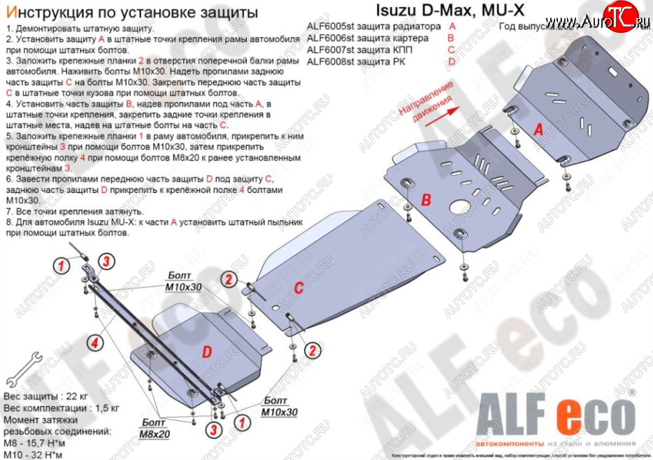 4 399 р. Защита КПП ALFECO  Isuzu D-Max  RG DoubleCab (2019-2024) дорестайлинг (Сталь 2 мм)  с доставкой в г. Санкт‑Петербург