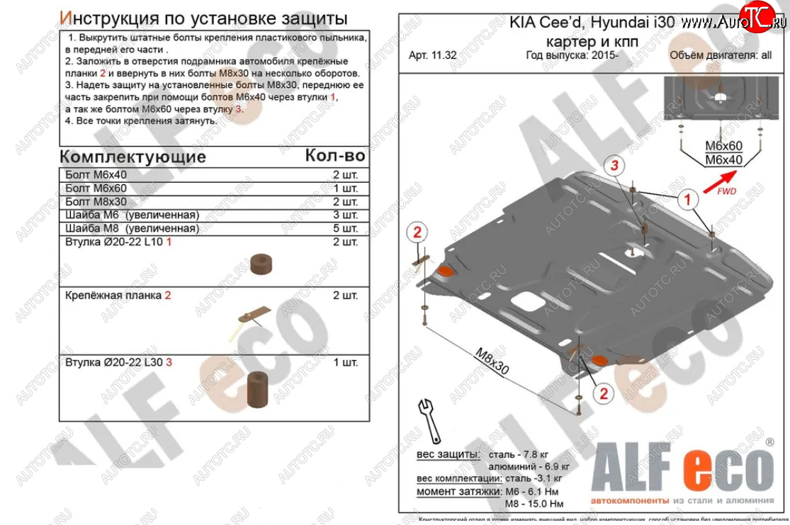 4 999 р. Защита картера двигателя и КПП Alfeco  KIA Cerato  3 YD (2016-2019) рестайлинг седан (Сталь 2 мм)  с доставкой в г. Санкт‑Петербург