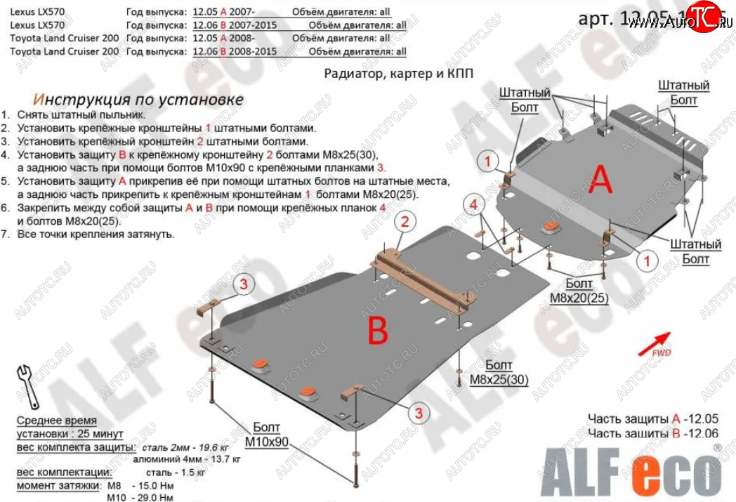 34 999 р. Защита картера, радиатора и КПП (V-5,7, 2 части) Alfeco  Lexus LX570  J200 (2007-2015) дорестайлинг, 1-ый рестайлинг (Алюминий 4 мм)  с доставкой в г. Санкт‑Петербург