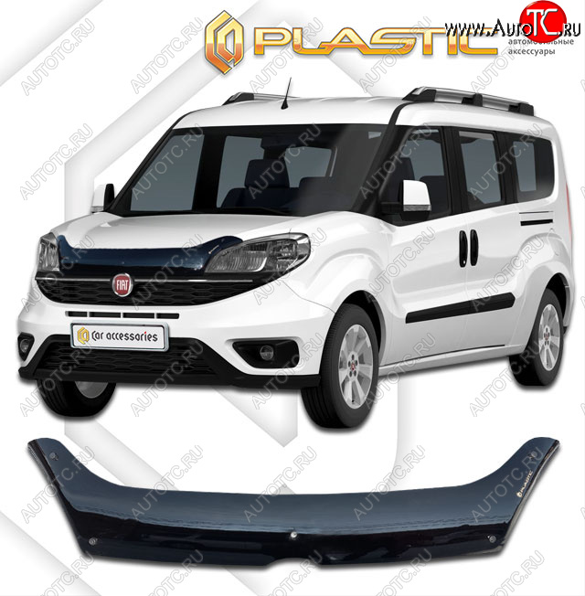 1 759 р. Дефлектор капота CA-Plastic Fiat Doblo 263 рестайлинг (2015-2022) (classic черный, без надписи)  с доставкой в г. Санкт‑Петербург