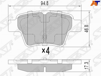 829 р. Задние тормозные колодки SAT  Geely Emgrand EC7 (2009-2016) седан дорестайлинг, хэтчбек  с доставкой в г. Санкт‑Петербург. Увеличить фотографию 1