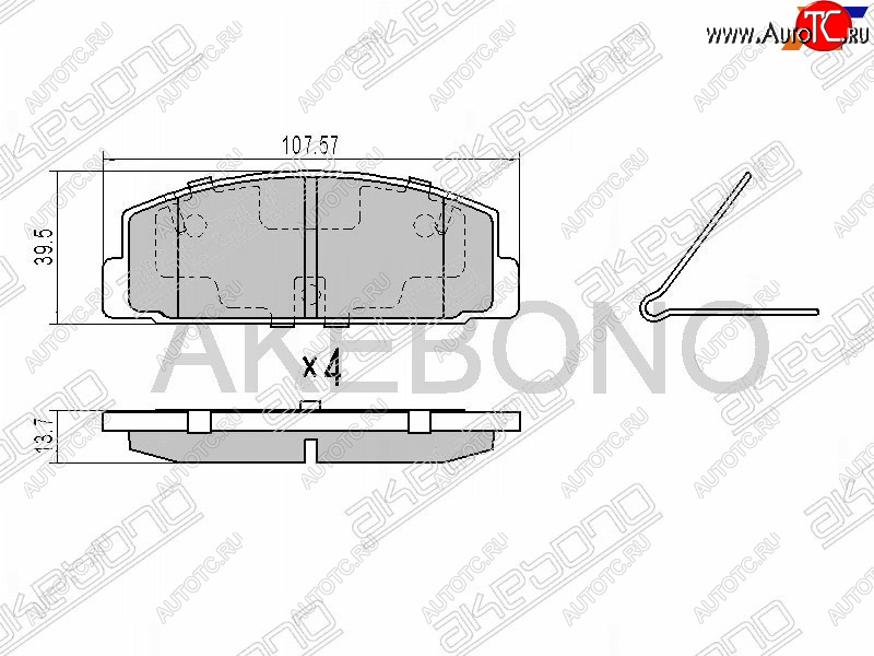 1 959 р. Задние тормозные колодки AKEBONO Mazda 323/Familia седан BJ дорестайлинг (1998-2000)  с доставкой в г. Санкт‑Петербург