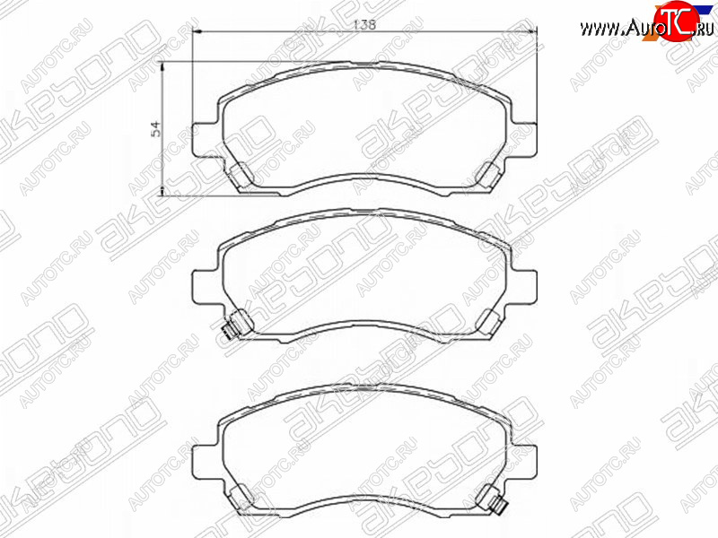 2 049 р. Колодки тормозные AKEBONO (передние) Subaru Legacy BH/BE12 универсал (1998-2003)  с доставкой в г. Санкт‑Петербург