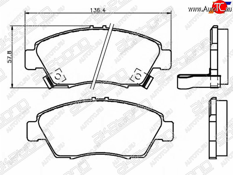 2 749 р. Колодки тормозные AKEBONO (передние)  Honda Civic ( ES,  EU,  EP) - Fit  1  с доставкой в г. Санкт‑Петербург