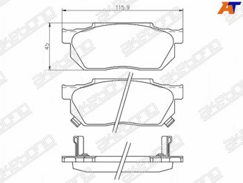 2 059 р. Колодки тормозные AKEBONO (передние)  Honda Fit  1 (2001-2004) GD дорестайлинг  с доставкой в г. Санкт‑Петербург. Увеличить фотографию 1