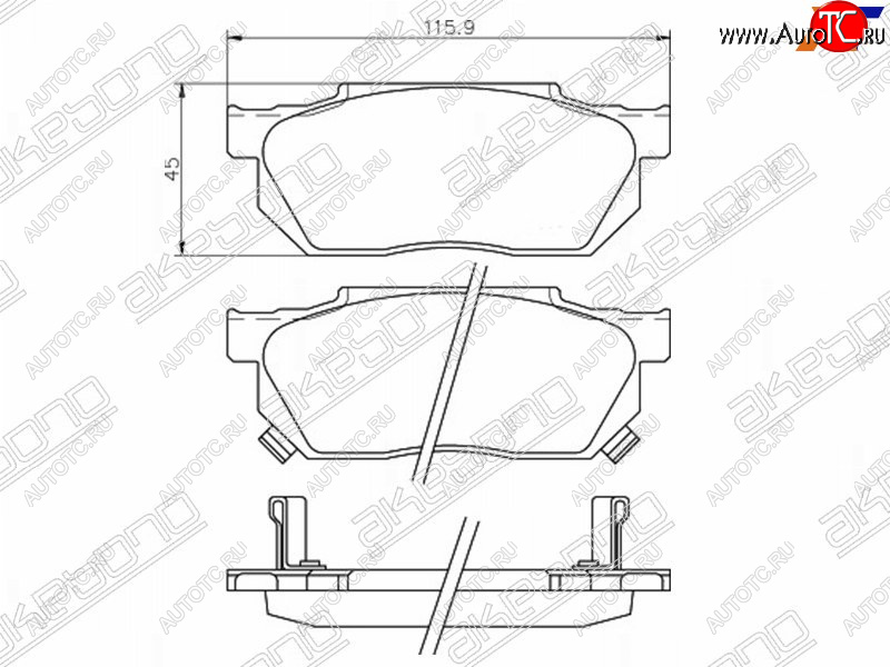 2 059 р. Колодки тормозные AKEBONO (передние)  Honda Fit  1 (2001-2004) GD дорестайлинг  с доставкой в г. Санкт‑Петербург