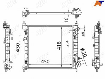 5 849 р. Радиатор охлаждающей жидкости SAT Chevrolet Spark M300 дорестайлинг (2010-2015)  с доставкой в г. Санкт‑Петербург. Увеличить фотографию 1