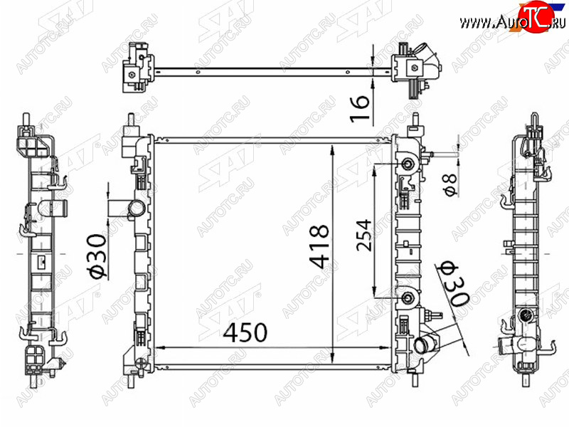 5 849 р. Радиатор охлаждающей жидкости SAT Chevrolet Spark M300 дорестайлинг (2010-2015)  с доставкой в г. Санкт‑Петербург