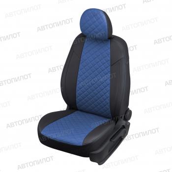 14 899 р. Чехлы на сиденья Ромб (к. Comfort Luxe экокожа) Автопилот  Уаз Патриот  23632 (2016-2024) 2-ой рестайлинг пикап (черный/синий)  с доставкой в г. Санкт‑Петербург. Увеличить фотографию 1