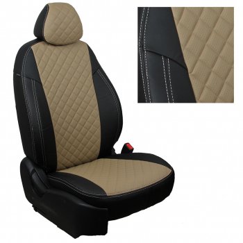 14 899 р. Чехлы на сиденья Ромб (к. Comfort Luxe экокожа) Автопилот  Уаз Патриот ( 23632,  3163 5 дв.) (2016-2024) 2-ой рестайлинг пикап, 2-ой рестайлинг (черный/темно-бежевый)  с доставкой в г. Санкт‑Петербург. Увеличить фотографию 2