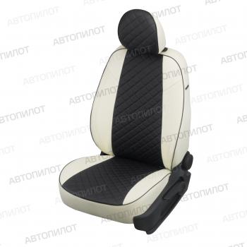 14 899 р. Чехлы на сиденья Ромб (к. Comfort Luxe экокожа) Автопилот  Уаз Патриот ( 23632,  3163 5 дв.) (2016-2024) 2-ой рестайлинг пикап, 2-ой рестайлинг (белый/черный)  с доставкой в г. Санкт‑Петербург. Увеличить фотографию 1