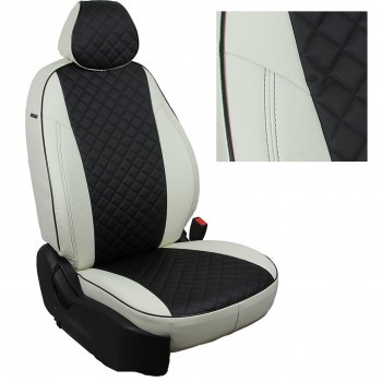 14 899 р. Чехлы на сиденья Ромб (к. Comfort Luxe экокожа) Автопилот  Уаз Патриот ( 23632,  3163 5 дв.) (2016-2024) 2-ой рестайлинг пикап, 2-ой рестайлинг (белый/черный)  с доставкой в г. Санкт‑Петербург. Увеличить фотографию 2