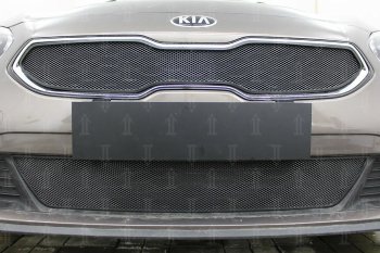 3 099 р. Защитная сетка в бампер (низ, ячейка 3х7 мм) Alfeco Стандарт  KIA Ceed  3 CD (2018-2024) (Чёрная)  с доставкой в г. Санкт‑Петербург. Увеличить фотографию 2