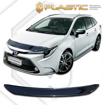 1 749 р. Дефлектор капота CA-Plastic Toyota Corolla E210 универсал дорестайлинг (2018-2022) (classic черный, без надписи)  с доставкой в г. Санкт‑Петербург. Увеличить фотографию 1