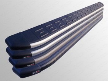 21 349 р. Алюминиевые порожки для ног с пластиковой накладкой TCC Tюнинг  Audi Q5  8R (2008-2017) (карбон черные)  с доставкой в г. Санкт‑Петербург. Увеличить фотографию 1
