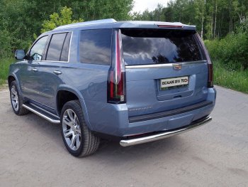 22 599 р. Защита задняя (нержавейка 76,1 мм) ТСС Тюнинг  Cadillac Escalade  GMTK2 джип 5 дв. (2015-2020) короткая база  с доставкой в г. Санкт‑Петербург. Увеличить фотографию 1