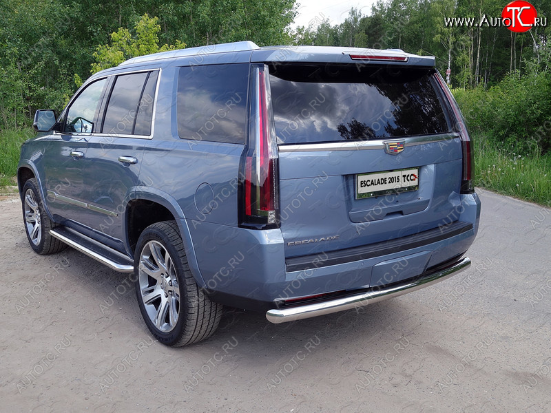 22 599 р. Защита задняя (нержавейка 76,1 мм) ТСС Тюнинг  Cadillac Escalade  GMTK2 джип 5 дв. (2015-2020) короткая база  с доставкой в г. Санкт‑Петербург