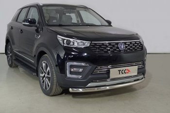 16 399 р. Защита переднего бампера нижняя d60,3 мм ТСС Тюнинг Changan CS55 рестайлинг (2018-2024) (нержавейка)  с доставкой в г. Санкт‑Петербург. Увеличить фотографию 1