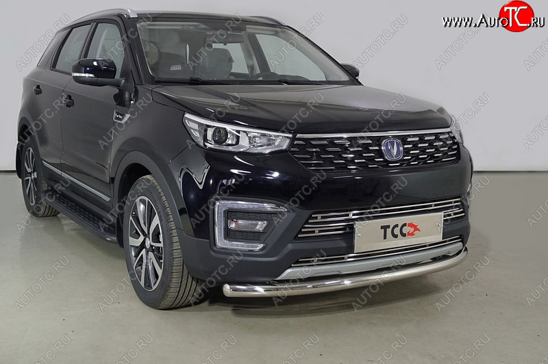 16 399 р. Защита переднего бампера нижняя d60,3 мм ТСС Тюнинг  Changan CS55 (2017-2024) (нержавейка)  с доставкой в г. Санкт‑Петербург